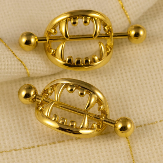 VAMPIRE’S KISS NIPPLE SHIELD SET – 14 GAUGE 5/8" GOLD