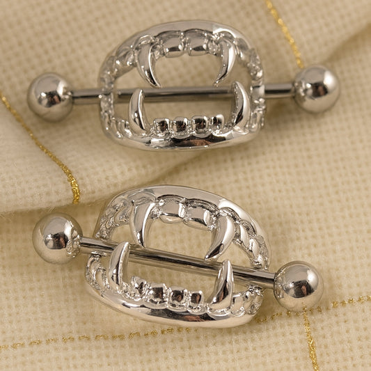 VAMPIRE’S KISS NIPPLE SHIELD SET – 14 GAUGE 11/16" Silver